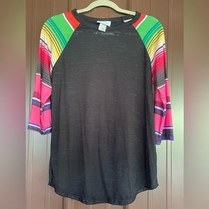 3/4 Sleeve Serape Striped Raglan